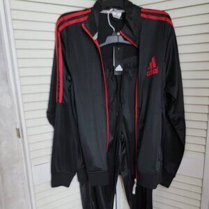 Brand New Men's Adidas Red & Black Track Suit - Size Large